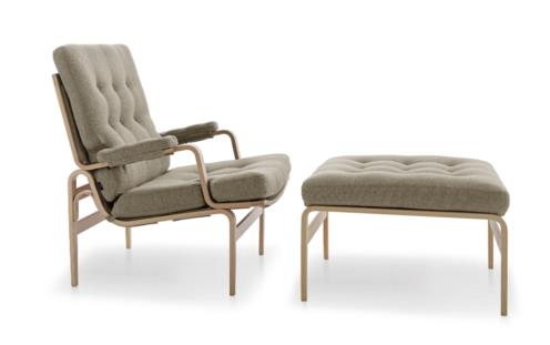 كرسي Ingrid low المصنوع من خشب الزان ومنجد بنسيج steelcut trio