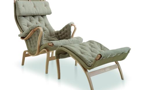 كرسي Pernilla 69 المصنوع من خشب الزان ومنجد بنسيج flax درجة اللون 21